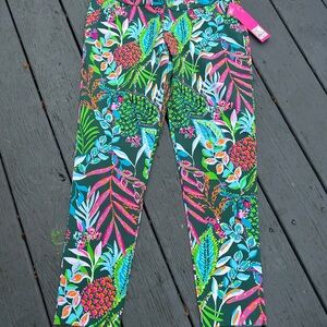 Lilly Pulitzer Floral Print Leggings in Pink and Green NWT